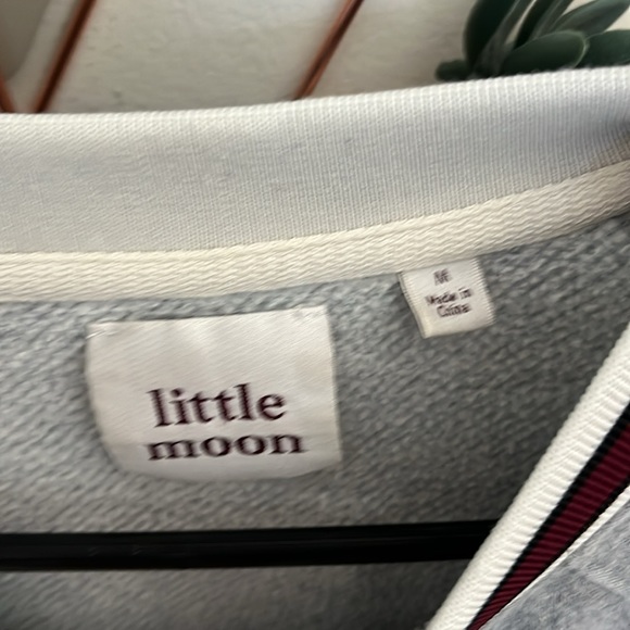 Medium Little Moon (Aritzia) grey with maroon detail sweatshirt - Picture 3 of 4